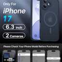 4 x Magnetic Shockproof for iPhone 17 Case,[Full Camera Protection][Compatible with Magsafe][Non-Slip][Mil-Grade Protection]Slim Anti-Yellow Translucent Matte Phone Case for iPhone 17,Midnight Blue