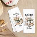 Rustic Farmhouse Floral Kitchen Towels, Housewarming Gifts for Women, Home Sweet Home House Warming Decorative Dish Tea Hand Towels for Kitchen, 16x24 Inch Set of 2