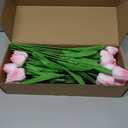 MACTING 30 PCS Artificial Tulip Flowers 13.7" Real Touch Fake PU Tulips Bouquet Faux Flowers for Floral Arrangements Table Centerpiece Kitchen Home Mothers Day Easter Spring Decorations(Peach Pink)