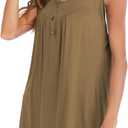 Famulily Women's Flowy Tank Tops Summer Sleeveless Loose Fit Pleated Tunic Shirts (Brown)