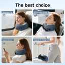 SPRFUFLY Soft Travel Pillow, 100% Memory Airplane Pillow with Sleep Mask and Ear Plugs, Breathable Removable Cover & Ergonomic Design - Essentials Neck Pillow for Airplane, Office & Home Use (Blue)