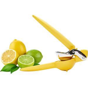 Chef'n FreshForce Lemon Squeezer Citrus Juicer, Manual Hand Press with Dual-Gear Power for Maximum Juice Extraction, Durable, Yellow (10.25 long)