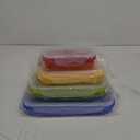 Set of 4 Collapsible Foldable Silicone Food Storage Container, Leftover Meal Box With Airtight Plastic Lids For Kitchen, Bento Lunch Boxes-Microwave, Dishwasher and Freezer Safe (Red, Yellow, Green, Blue)
