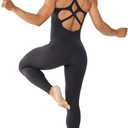 LOVESOFT Women's Sleevesless Bodysuit Dance Unitard, Backless Bodycon Rompers Jumpsuits for Workout Yoga (Black)