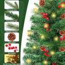 3 Ft Green Christmas Tree with Lights, Timer 8 Modes DIY 50 Warm White Lights Battery Operated Small Artifical Full Xmas Tree Pine Needles Cones Red Berry for Tabletop Home Indoor Holiday Party Decor