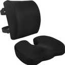 Amazon Basics Comfortable Seat Cushion & Lumbar Support for Office Chairs, Memory Foam, Black