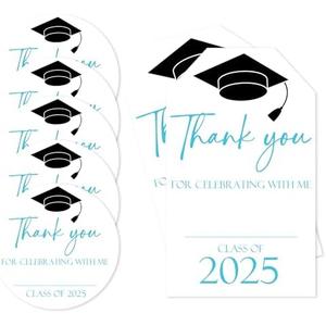 Pack Of 3 Vodbok 40 Pcs Graduation Stickers, Blue, Round & Rectangular, Class of 2025, Congratulations Graduates