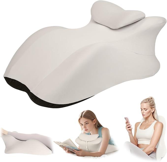 StarAneer Memory Foam Ergonomic Wedge Pillow and Reading Pillow for Adult– Support for Neck, Back & Legs – Ideal for Sleeping, Reading, AntiSnoring & Pain Relief – Removable Washable Cover
