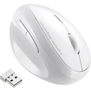 SANWA 2.4G Wireless Left Handed Mouse, Ergonomic Left Hand Vertical Mouse for Small Medium Hands, 5 Buttons, 800/1200/1600 DPI, Blue LED Sensor, Compatible with Laptop, PC, Mac, Windows, White