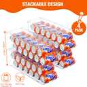 SCAVATA 4 Pack Soda Can Organizer for Refrigerator, Stackable Canned Food Pop Cans Container Can Holder Dispenser with Lid for Fridge Rack Freezer, Clear Storage Bins-Holds 12 Cans Each (Transparent)