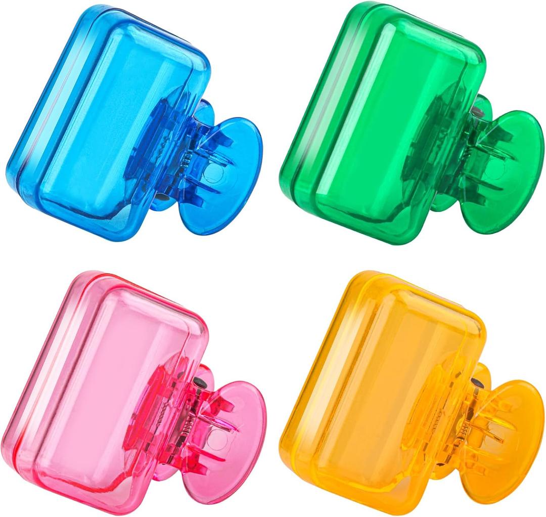 4 Pack Travel Toothbrush Head Covers Toothbrush Protector Cap Brush Pod Case Protective Portable Plastic Clip for Household Travel, Bathroom, Business, Camping, School (Green, Blue, Orange, Pink)