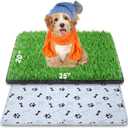 Dog Grass Mat with Pee Pad 20x25", Small Dog Litter Box Indoor Artificial Turf Grass Porch Waterproof Patio Potty Tray for Doggie Reusable Washable Pads and Lawn for Replacement for Puppy Training