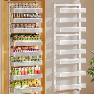 POKIPO 8-Tier Over the Door Pantry Organizer, 2 IN 1 Wall Mount or Hanging Spice Rack with Adjustable Raised Basket, Heavy Duty Back of Door Storage for Kitchen Bathroom Laundry Room