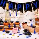 Qunclay 60 Pieces Mini Graduation Cap Hats Plastic Grad Cake Supplies Cover Toppers for Graduation Party Decorations(Black Blue)