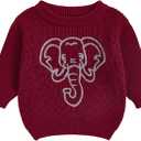 Toddler Baby Boy Girl Outfit Football Animal Embroidery Sweater Long Sleeve Cable Knit Pullover Sweaters Top