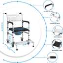 4 in 1 Rolling Bedside Commode Chair w/Wheels for Elderly, Shower Chair w/Handles for Height Raised Toilet Seat for Seniors, Disabled & Pregnant Holds Up to 350 lbs