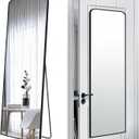 57x20 Door Hanging Full Length Mirror, Floor (Height 5.7ft just Body in 1.3ft) or Wall Mounted Metal Frame Rectangle Dressing Mirrors for Bedroom Bathroom Living Room 57 inch Black