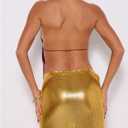 MakeMeChic Women's Cheetah Print Halter Top Y2K Tie Front Backless Club Going Out Tank Tops (L)