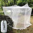 Outdoor Camping Mosquito Net, Ultra Large 10'x10' White Mesh Insect Netting with Storage Bag for Camping, Picnic, Outdoor Trips (One-Opening 118"x118"x77")