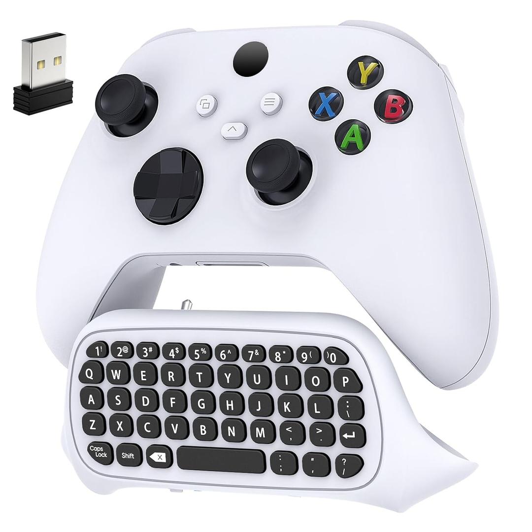 Keyboard for Xbox Series X/S, One X/S, Elite One/2 Controller, Wireless Chatpad Gaming Keypad With USB Receiver, Speaker, 3.5mm Audio Jack Accessories (Controller Not Included), White