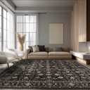 Area Rug Non Slip Machine Washable Ultra Soft Living Room/Bedroom/Kitchen/Outdoor/Classroom Black Gold, 8'10'