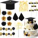 SANNIX 35 Piece Graduation Cake Decorations Kit, Class of 2026 Cupcake Topper Graduation Cap Flower Butterfly Decor for Gradation Party Supplies