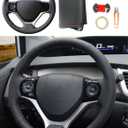 Leather Steering Wheel Cases Car Steering Wrap Stitch Steering Wheel Cover Fit for Honda Civic Civic 9 2012 2013 2014 2015,Red