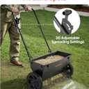 VEVOR Broadcast Spreader, 50LBS Capacity, Drop Spreader with Hopper Grate, 18 in Spreading Width & 30 Settings, 10 in All Terrain Tires, Garden & Lawn Spreaders for Seed, Fertilizer