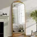 GLSLAND 64"x 21" Vintage Full Length Mirror Large Carved Arched Full Body Mirror with Baroque Metal Frame for Bathroom/Living Room/Entryway,Gold (64"L x 21"W, Gold-64" X 21")
