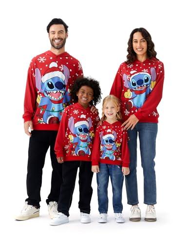 Disney Stitch Family Matching Christmas Hooded Snowflake Polka dots Character Allover Hoodie Long Sleeve Sweatshirt Red Stitch Kids 11-12 Years