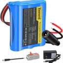12V 2600mAh Rechargeable Li-ion Battery Pack with Charger, Bare Leads Wire Replacement Lithium Battery Compatible with 12 Volt Devices RC Car, Boat, Robot, DIY, LED Light Strip, CCTV Camera