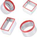 4 Pcs Cookie Cutters Set - Round, Fluted, Square and Rectangle Shapes, Food-Grade Stainless Steel for Baking Cookies, Biscuits, Scones and Sandwiches