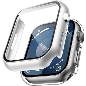 TAURI 2 Pack Hard Case for Apple Watch Series 9/8/7 45mm Screen Protector