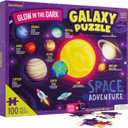 Dan&Darci Glow in The Dark 100 Piece Galaxy Puzzle for Kids - Space Jigsaw Puzzles Toys for Boys & Girls Ages 6-8 - Christmas Birthday Gifts for Age 6 7 8 Year Old Toddler Boy Girl Gift - Planet Toy