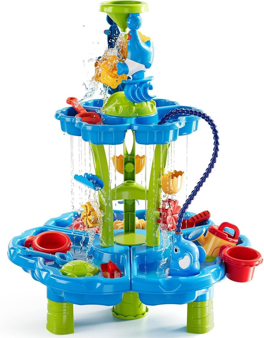 NIPLOOOW Auto Water Table for Toddlers 3-5, Kids Sand Water Table, Water and Sand Activity Sensory Table Summer Beach Outside Toys Backyard for Kids Toddlers Age 3 4 5 6 7 8