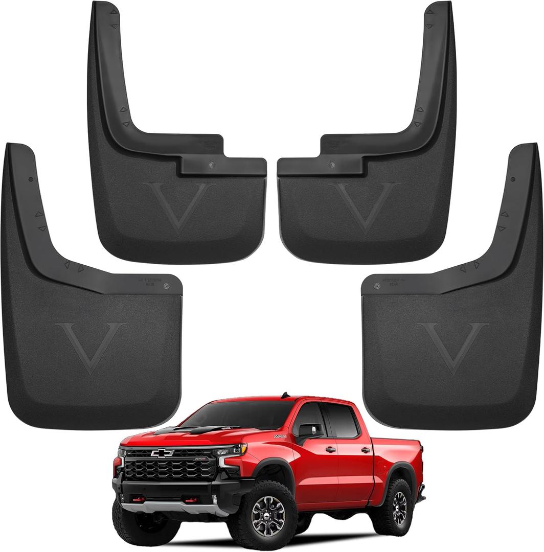 Mud Flaps for Trucks | Fits 2015-2020 Ford F150 with Fender Flares, Front & Rear Splash Mud Guards, 4PC-Black