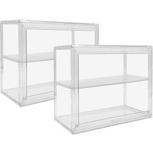2 Pack Acrylic Display Case, 2/3 Layer Adjustable Figure Display Case, Wall-Mounted Dustproof Showcase for Collectibles Action Figure (2, 2 Tiers)
