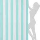 WILFA Extra Large Beach Towel - Oversized Mircofiber Towel 40'' x 70'', XL Striped Lightweight Pool Towel, Big Cabana Swim Travel Towel for Adults Mens Women,Aqua