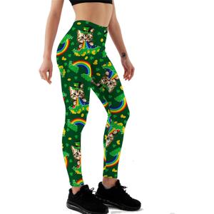 St Patricks High Waisted Leggings for Women No See Through Tummy Control Cycling Workout Stretchy Yoga Pants (Small, Green)