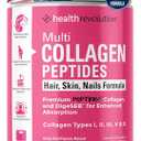 Multi Collagen Peptides Powder – Types I, II, III, V, X, Hydrolyzed Collagen for Women, 99% Absorption, Skin Hair Nails Joints, Triple Refined - No Clumping, Non-GMO, Gluten Free, Grass Fed Unflavored