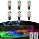 RGB T5 T10 Wedge Base LED Light Bulbs 12V Color Changing, Warm White+15 Multi-Colors and Dimmable on Remote Control, Weatherpoof for Outdoor Low Voltage Landscape Lighting 6-Pack