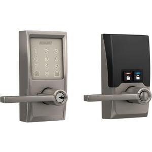 Schlage FE789WBCEN619LAT Encode Century WiFi Latitude Lever Smart Keyless Entry Touchscreen Door Lock, Satin Nickel
