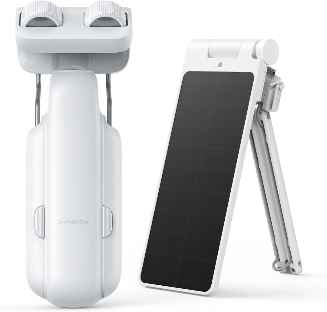 SwitchBot Smart Automatic Curtain Opener with Solar Panel - Bluetooth Remote Control with App/Timer, High-Performance Motor,Add SwitchBot Hub to Compatible with Alexa, Google Home, HomeKit