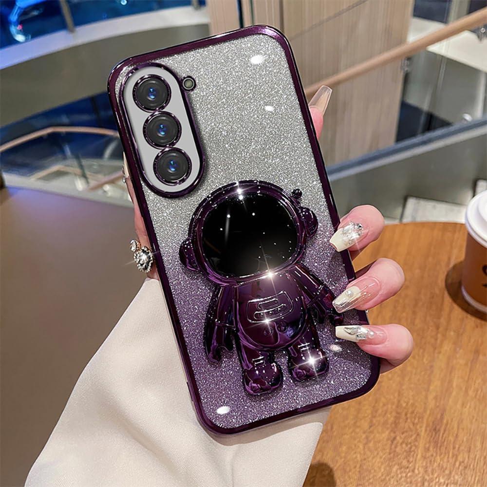 Roemary Astronaut Stand Case for Galaxy S23 Plus Case, for Samsung Galaxy S23 Plus with Astronaut Stand,Purple Folding Bracket Kickstand Phone Case with Camera Protector-Spaceman