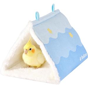 10.2*6.7in Winter Bird Nest House -Cabin-Style Hanging Hammock Bird Cage Plush and Fluffy Bird Hideaway Bed Soft and Comfortable Suitable for Parrots, Budgies, Long-tailed Parrots, and Small Birds (Large)