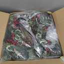 24 Inch Christmas Wreath, Xmas Wreath for Front Door with Hanger, Farmhouse Rattan Base Christmas Decor with Red Berry Pine Cone Spruce, Artificial Wreath Christmas Decorations for Indoor Outdoor Use