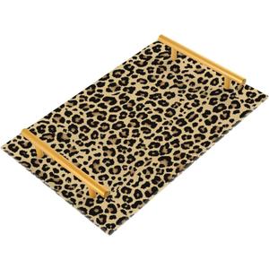Leopard Acrylic Tray Bathroom Organizer Countertop Decorative Vanity Tray with Gold Handles Makeup Tray for Bathroom Counter Dresser Kitchen Table
