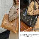 PVC Tote Bag for Women Large Work Plastic Tote Purse Letter Print Shoulder Bag Hobo Handbag with Top Handle
