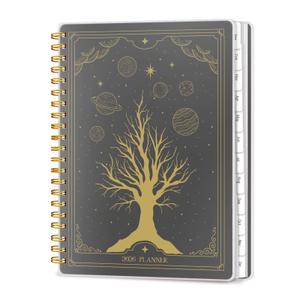 2026 Planner, Weekly and Monthly Planners with Tabs, A5 Spiral Bound Daily Calendar 2026 Planner, 12 Month Agenda Organizers from Jan. to Dec., Flexible Cover Appointment Book(Tarrow Tree)