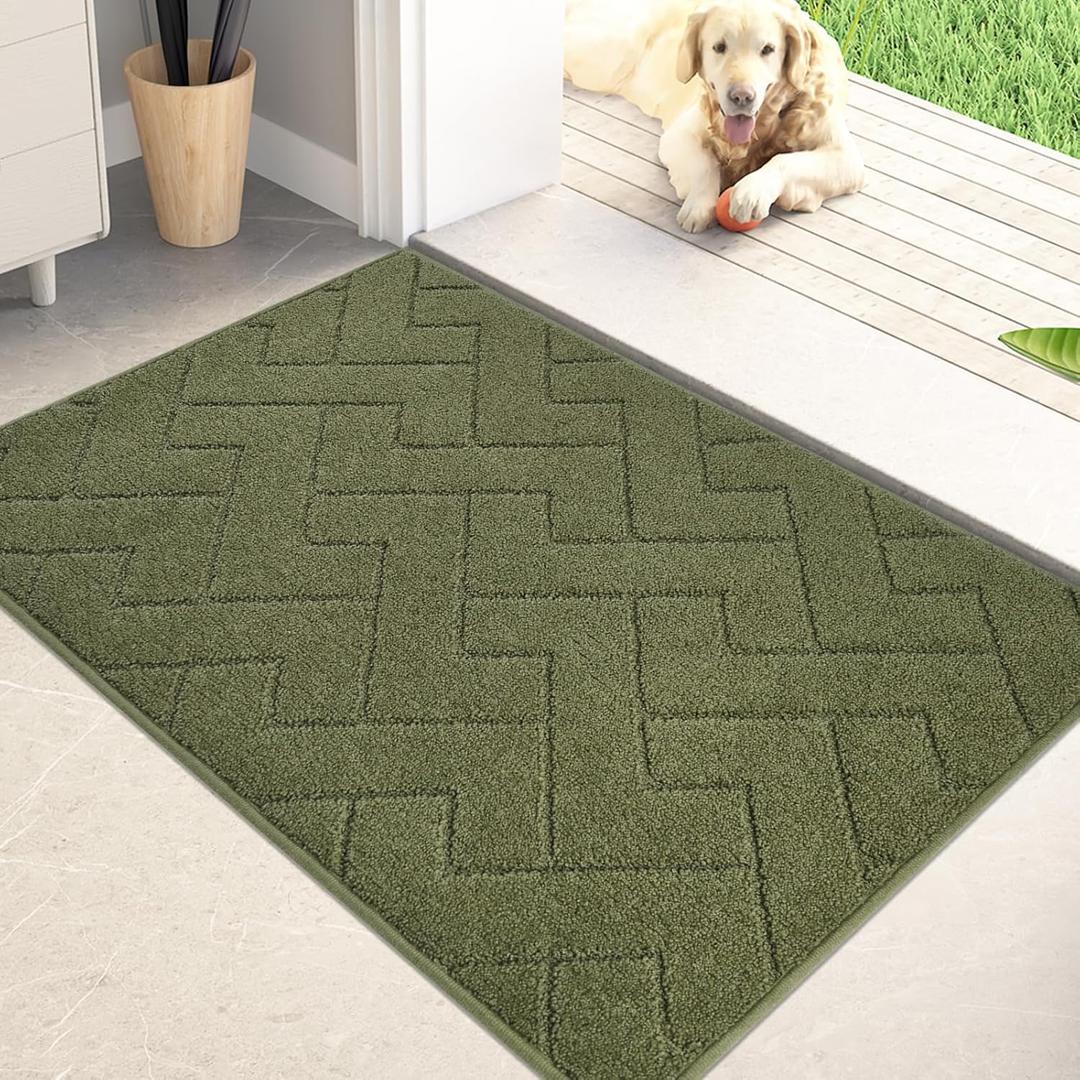 PURRUGS Dirt Trapping Door Mat 20" x 31.5", Non-Slip Machine Washable Entry Rug, Dog Doormat, Indoor Front Door Mat, Super Absorbent Entryway Rug for Muddy Shoes & Paws, Sage Green
